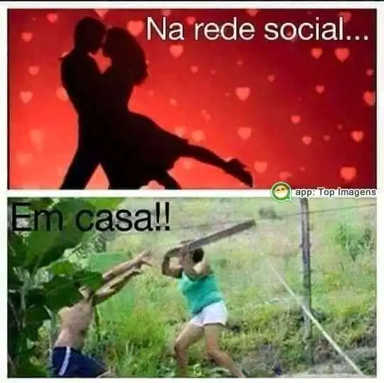 Na rede social e em casa