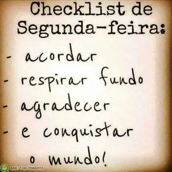Checklist de segunda-feira