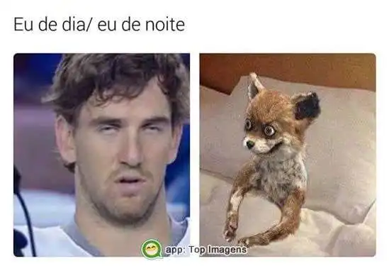 Eu durante o dia, e de noite