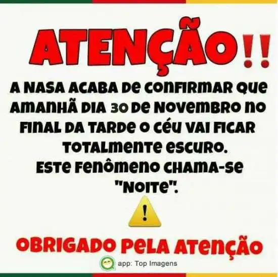 Atenção, aviso da nasa