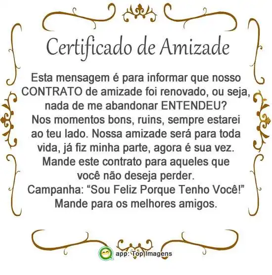 Certificado de amizade