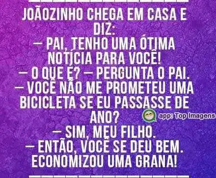 Joãozinho com ótima notícia