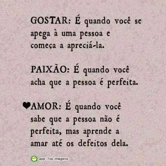 Gostar, paixão e amor