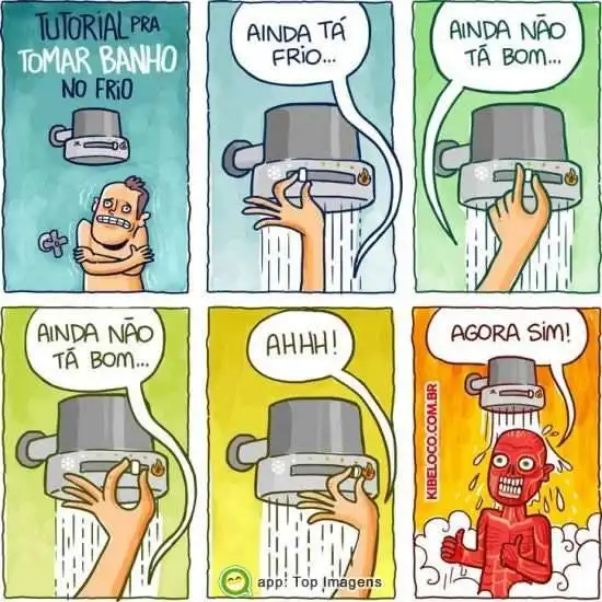 Tomando banho no frio