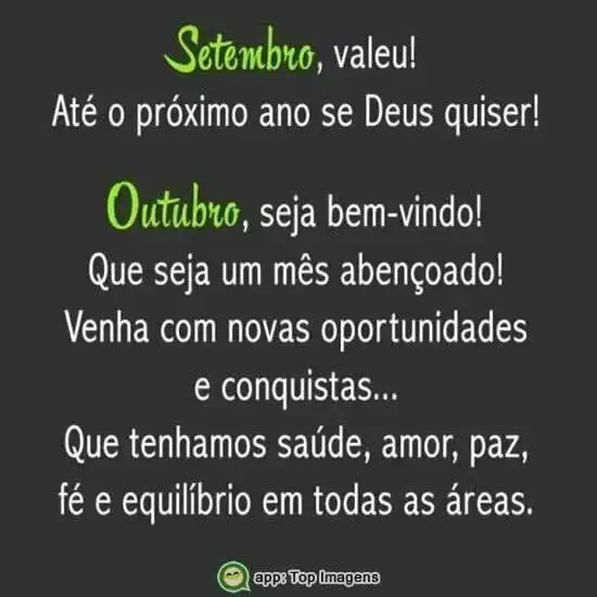 Outubro seja bem-vindo